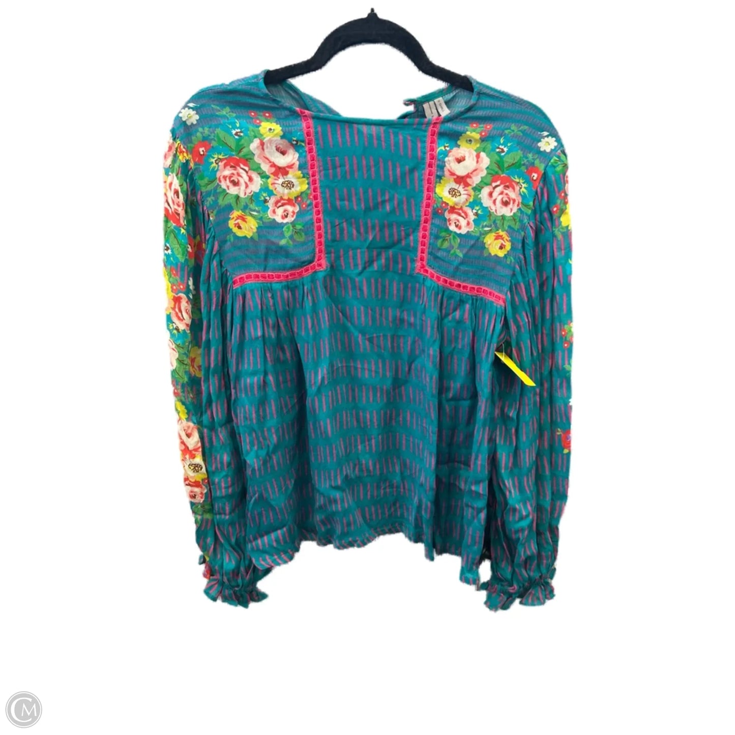 Blouse Long Sleeve By Bl-nk In Teal, Size: Xs