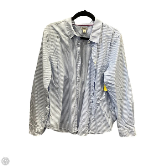 Top Long Sleeve By L.l. Bean In Blue & White, Size: Xl