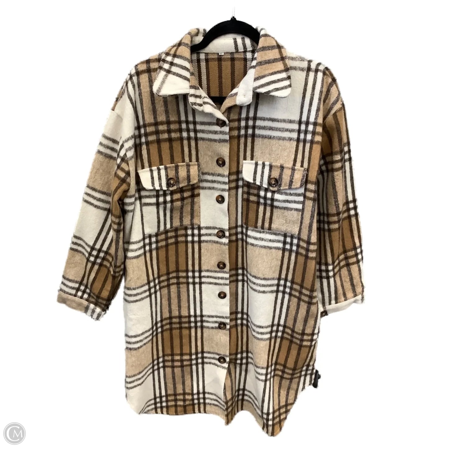 Jacket Shirt By Clothes Mentor In Brown, Size: Xl