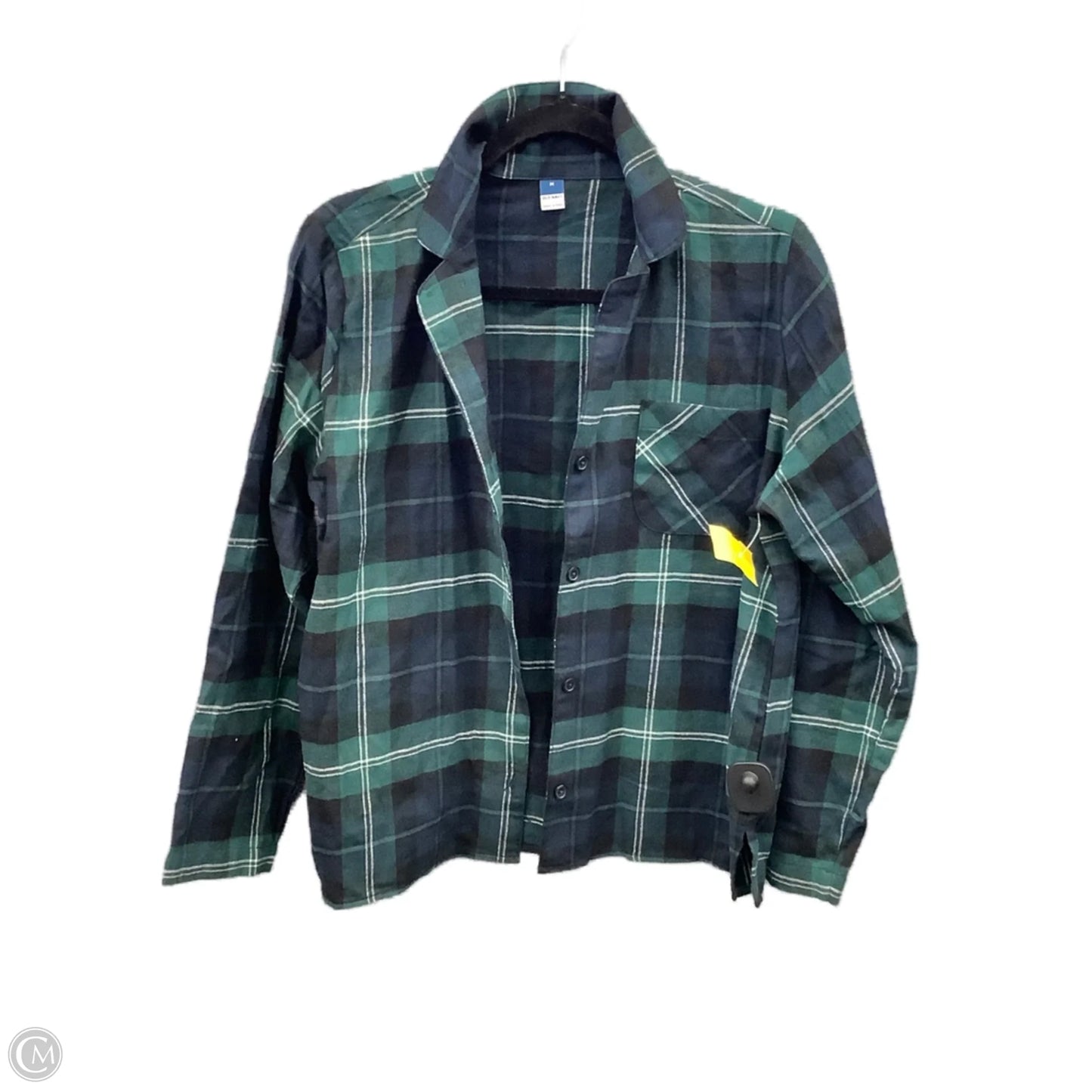 Top Long Sleeve By Old Navy In Plaid Pattern, Size: M