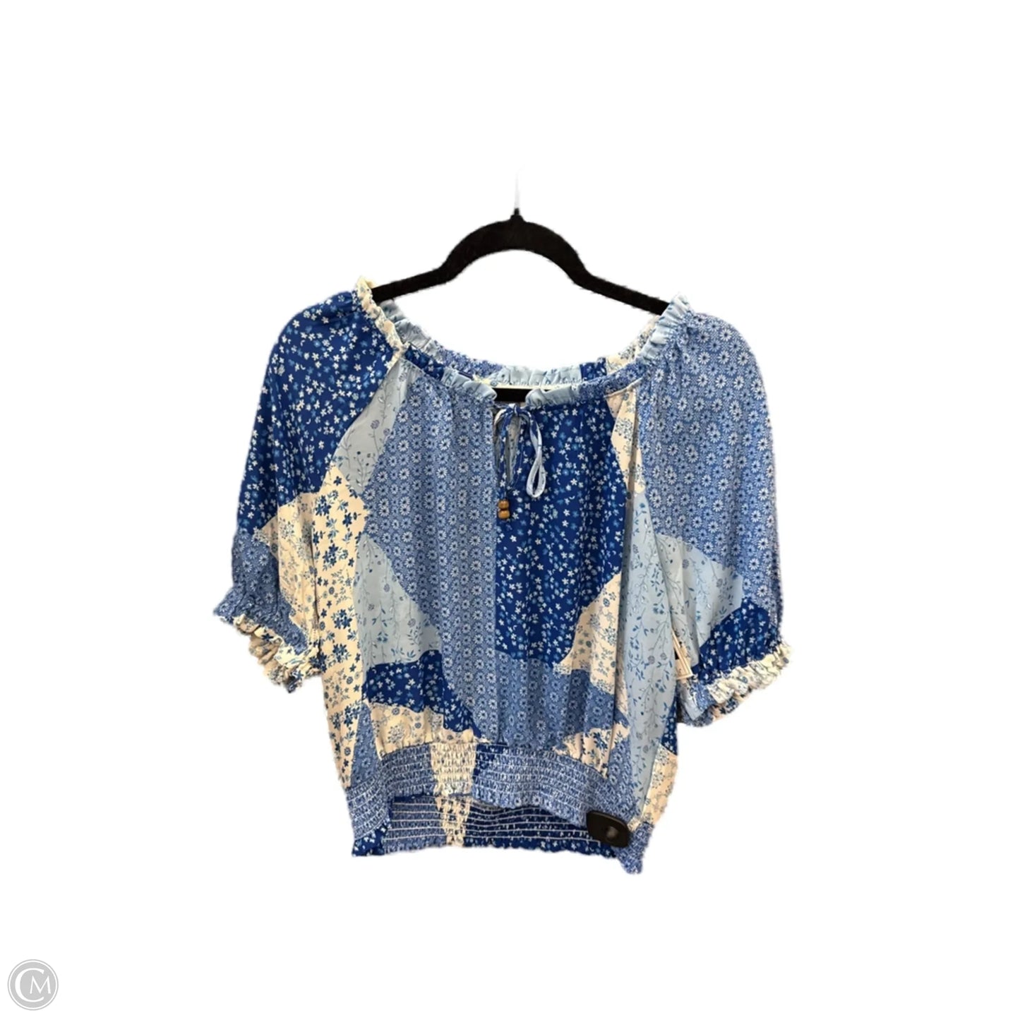 Blouse Short Sleeve By Rose And Olive In Blue, Size: L