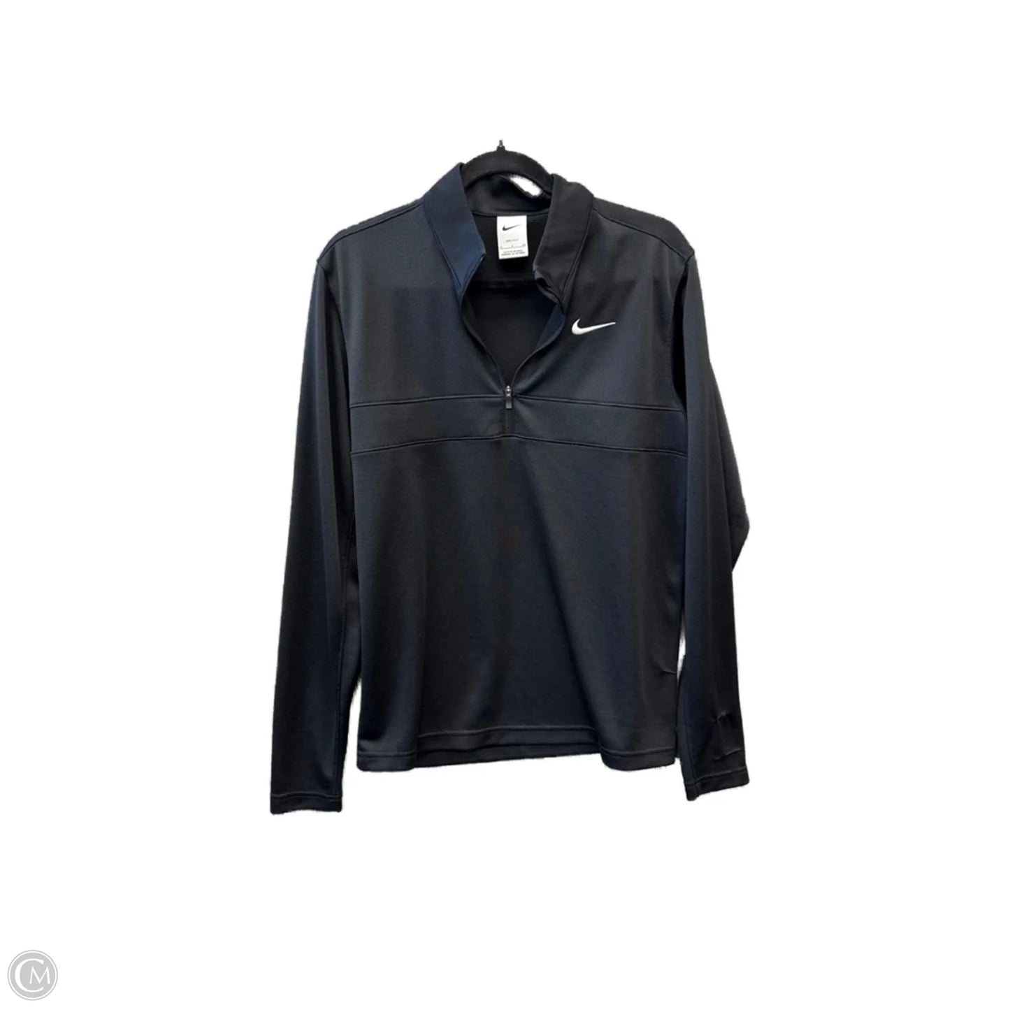 Athletic Top Long Sleeve Collar By Nike Apparel In Black, Size: S