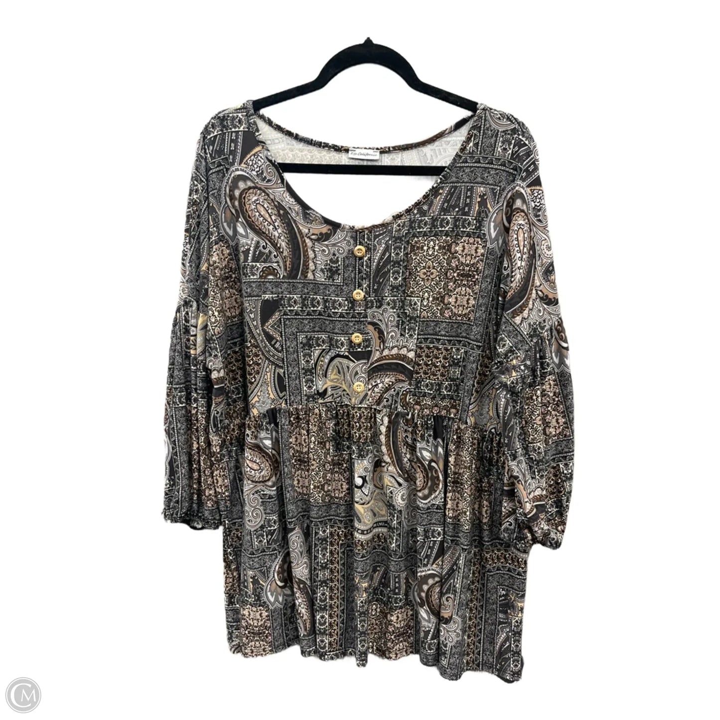 Top 3/4 Sleeve By Clothes Mentor In Brown, Size: 3x