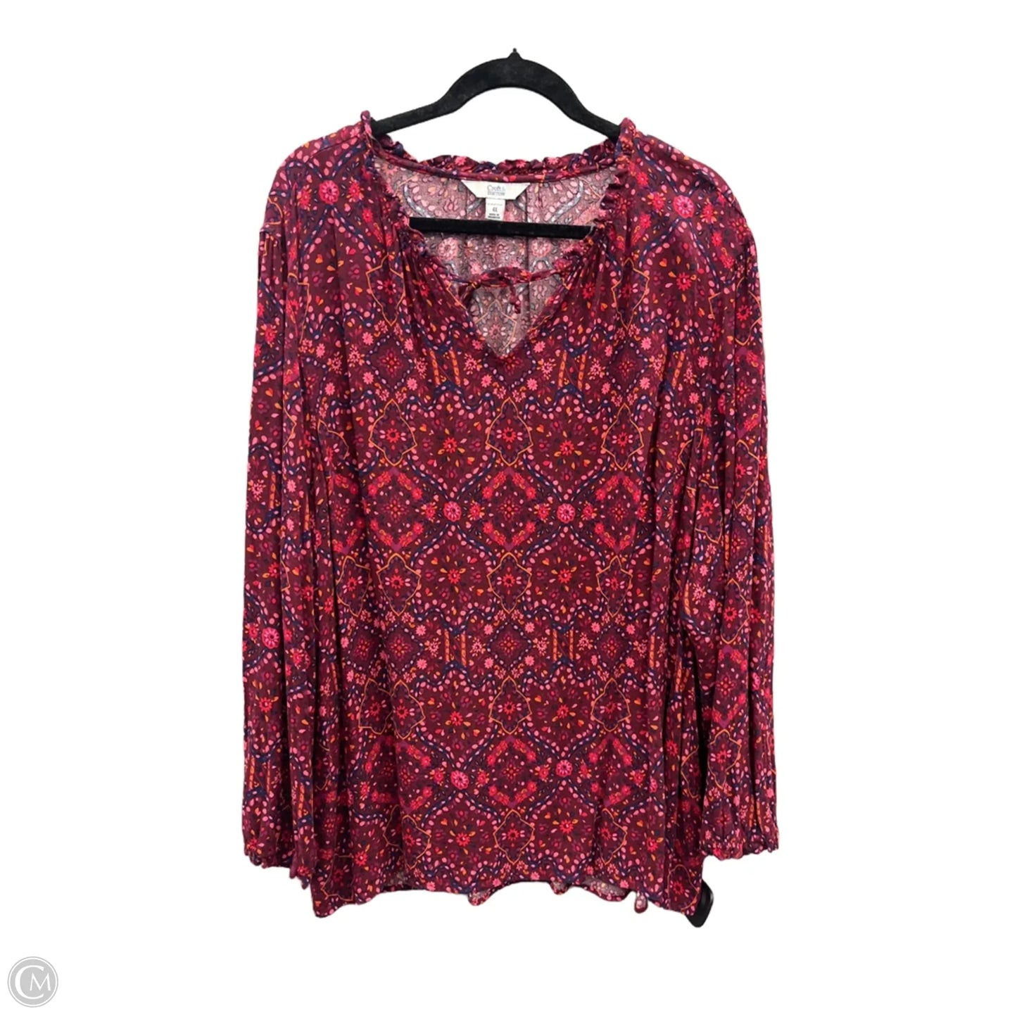 Top Long Sleeve By Croft And Barrow In Maroon, Size: 4x
