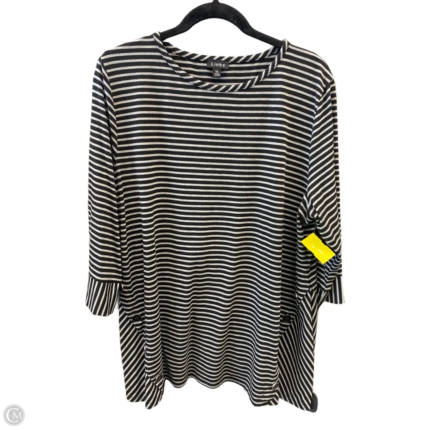 Top 3/4 Sleeve By Clothes Mentor In Black & Grey, Size: Xl