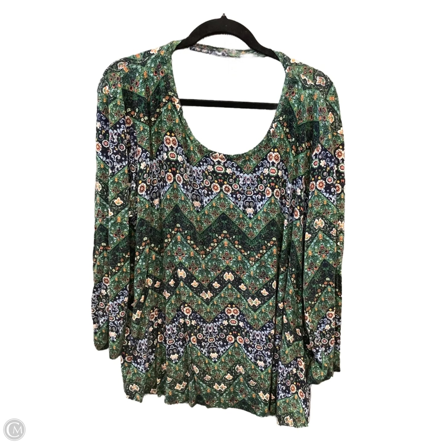 Top 3/4 Sleeve By Cato In Green, Size: 3x