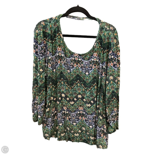 Top 3/4 Sleeve By Cato In Green, Size: 3x