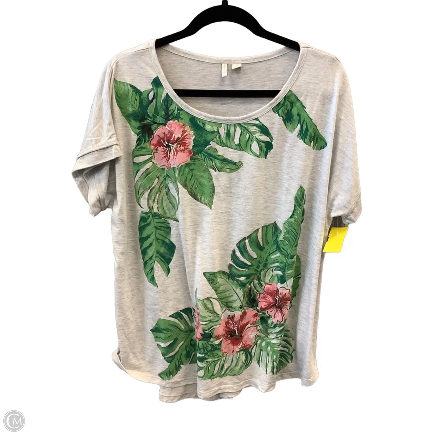 Top Short Sleeve By Cato In Grey, Size: L