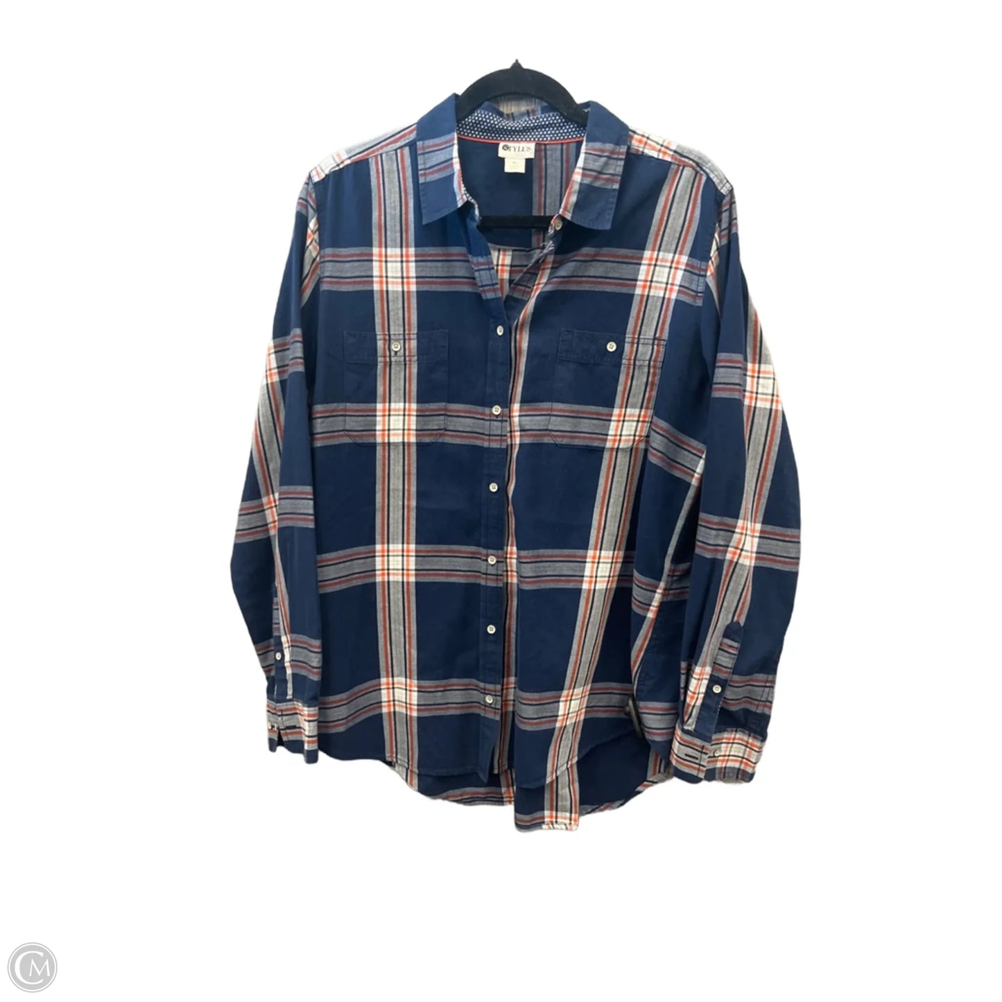 Top Long Sleeve By Stylus In Blue & Orange, Size: Xl