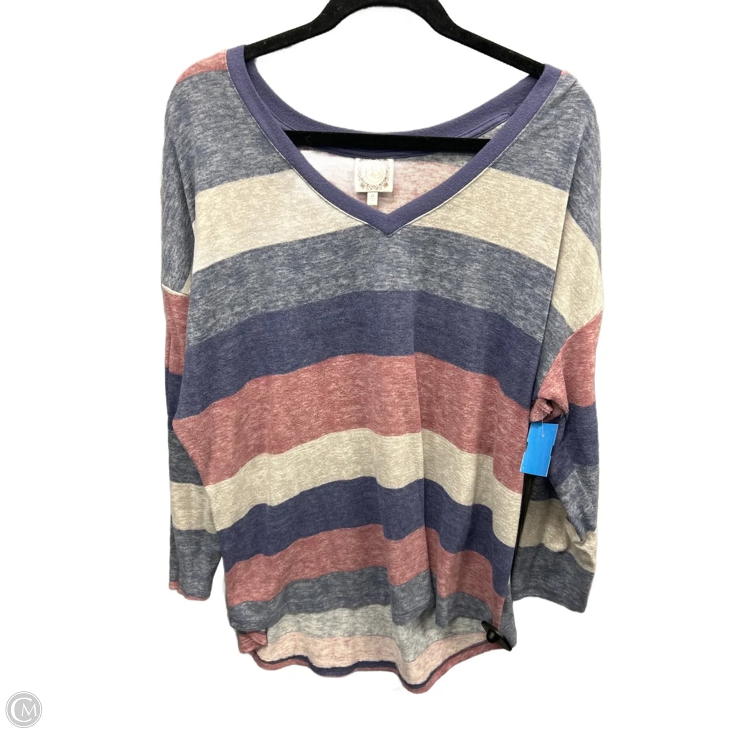 Top 3/4 Sleeve By Tru Self In Multi-colored, Size: 2x