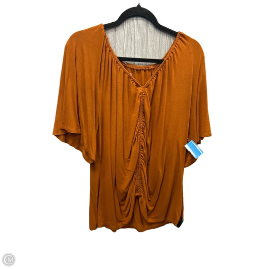 Top Short Sleeve By Ava & Viv In Brown, Size: 3x