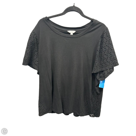 Top Short Sleeve By Time And Tru In Black, Size: 2x