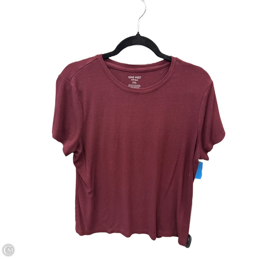 Top Short Sleeve By Nine West Apparel In Maroon, Size: Xxl