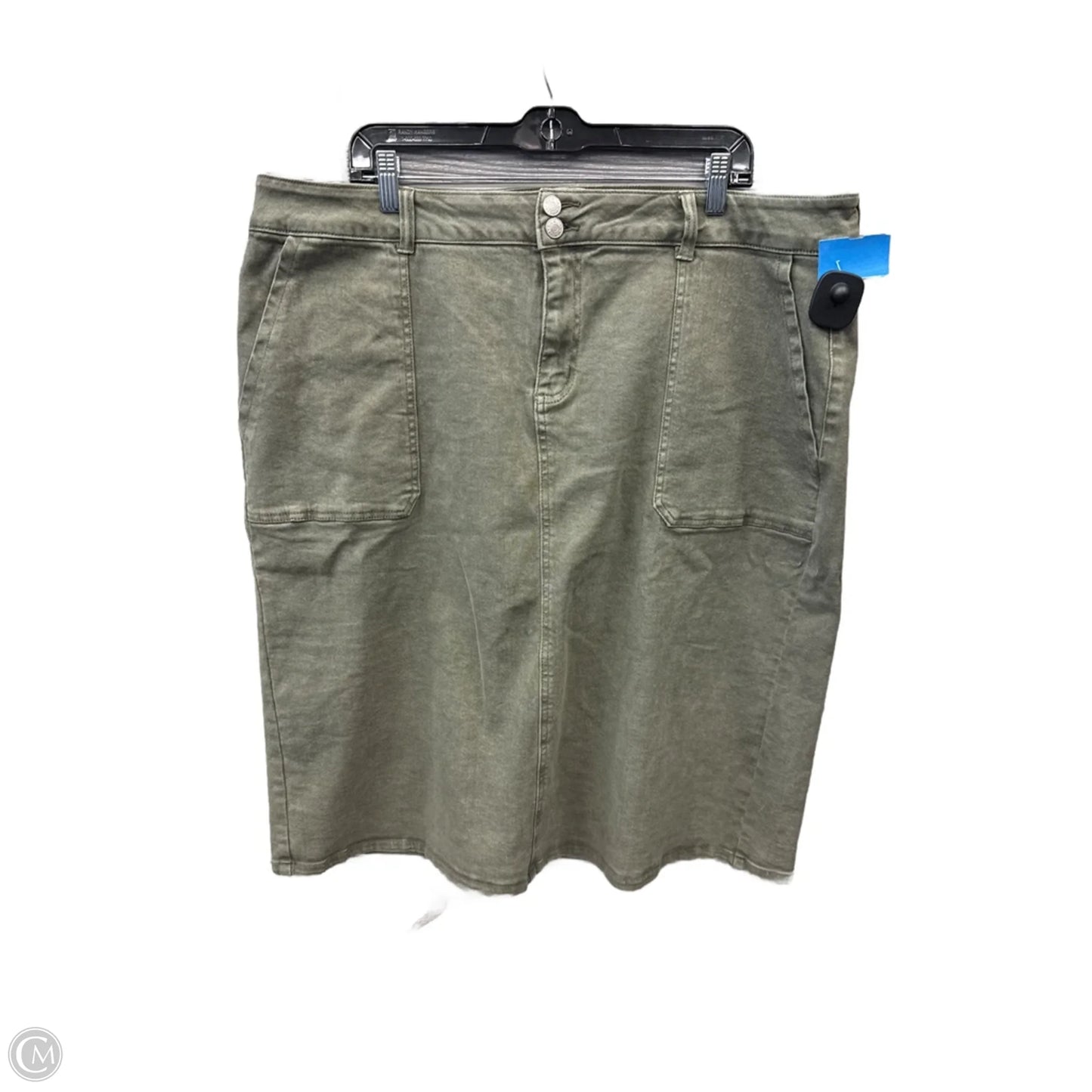 Skirt Midi By Cato In Green Denim, Size: 20