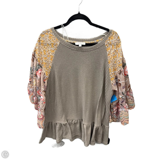 Top 3/4 Sleeve By Umgee In Brown, Size: Xl
