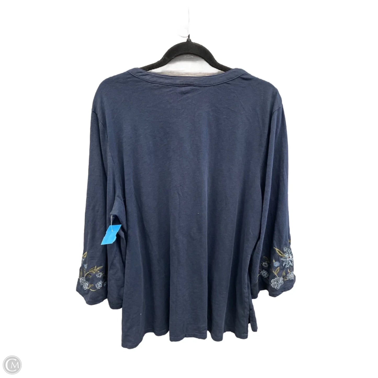Top Long Sleeve By Terra & Sky In Navy, Size: 2x