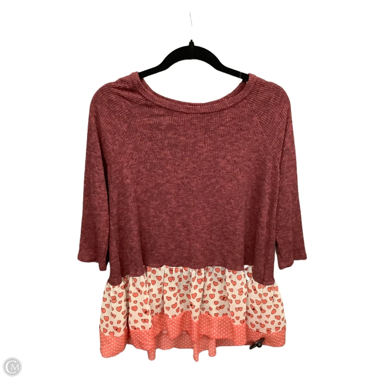 Top Long Sleeve By Oddi In Red, Size: M