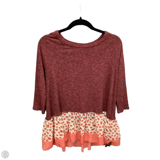 Top Long Sleeve By Oddi In Red, Size: M