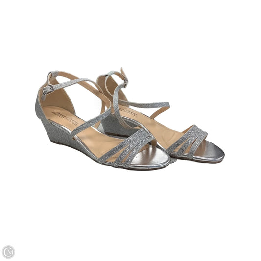 Sandals Heels Wedge By American Glamour Badgley In Silver, Size: 7.5