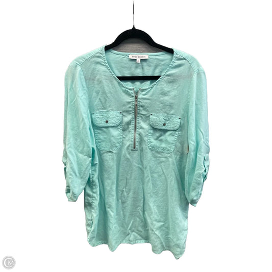 Top 3/4 Sleeve By Emily Daniels In Blue, Size: L