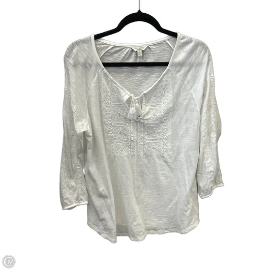 Top 3/4 Sleeve By Lucky Brand In White, Size: L