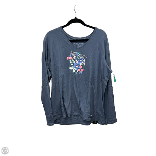 Top Long Sleeve By Life Is Good In Blue, Size: Xxl