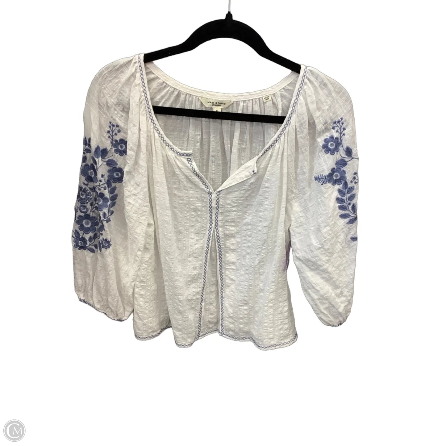 Top 3/4 Sleeve By Max Studio In White, Size: S