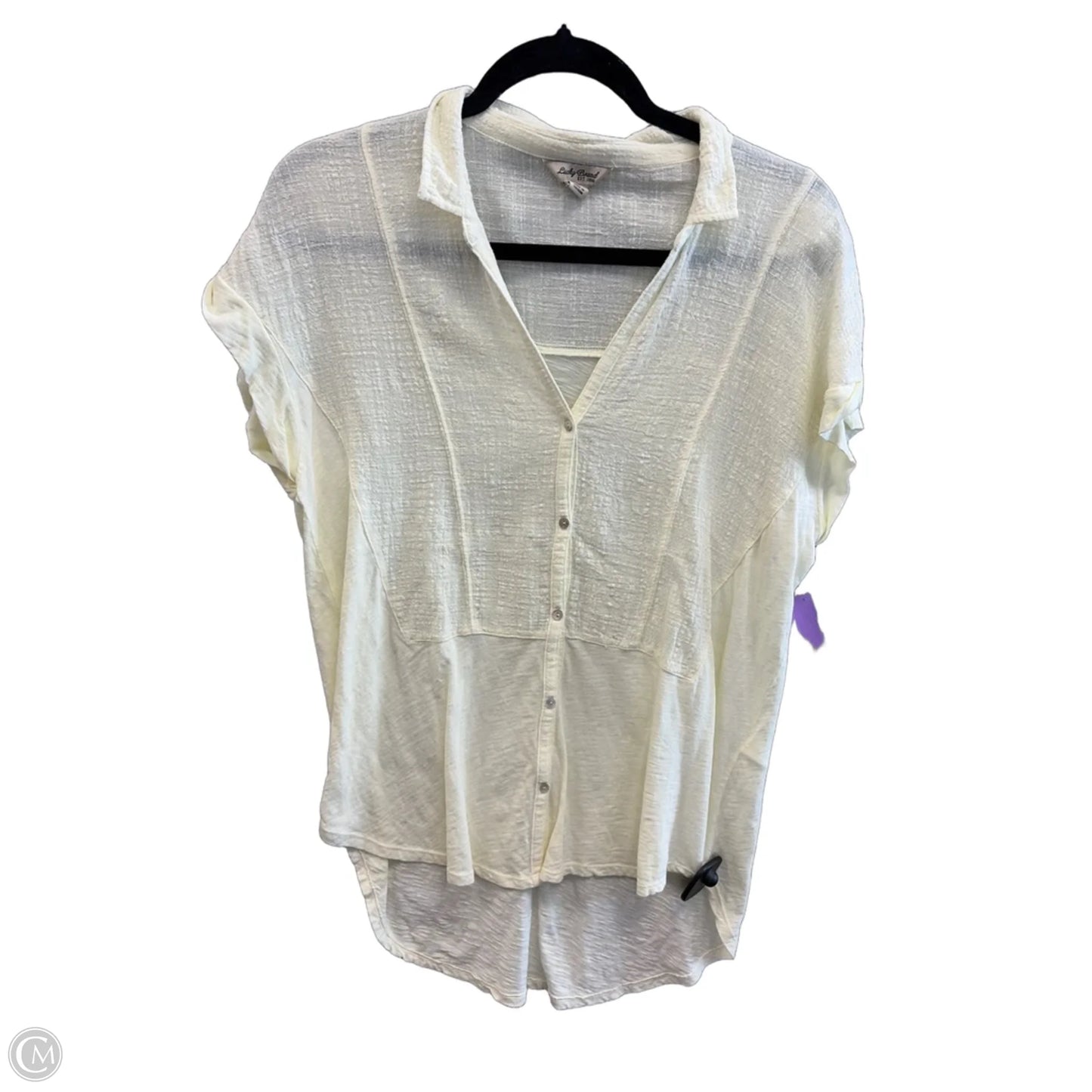 Top Short Sleeve By Lucky Brand In Yellow, Size: M
