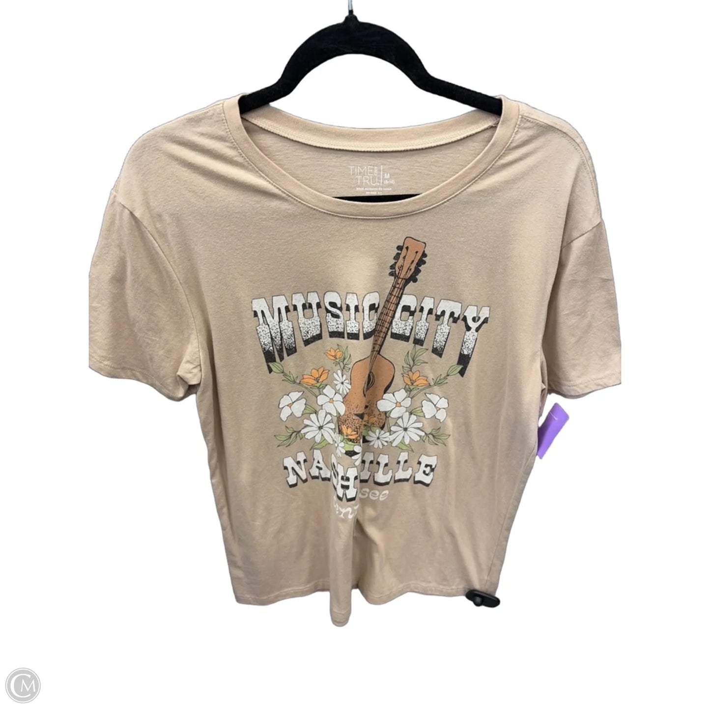 Top Short Sleeve By Time And Tru In Tan, Size: M