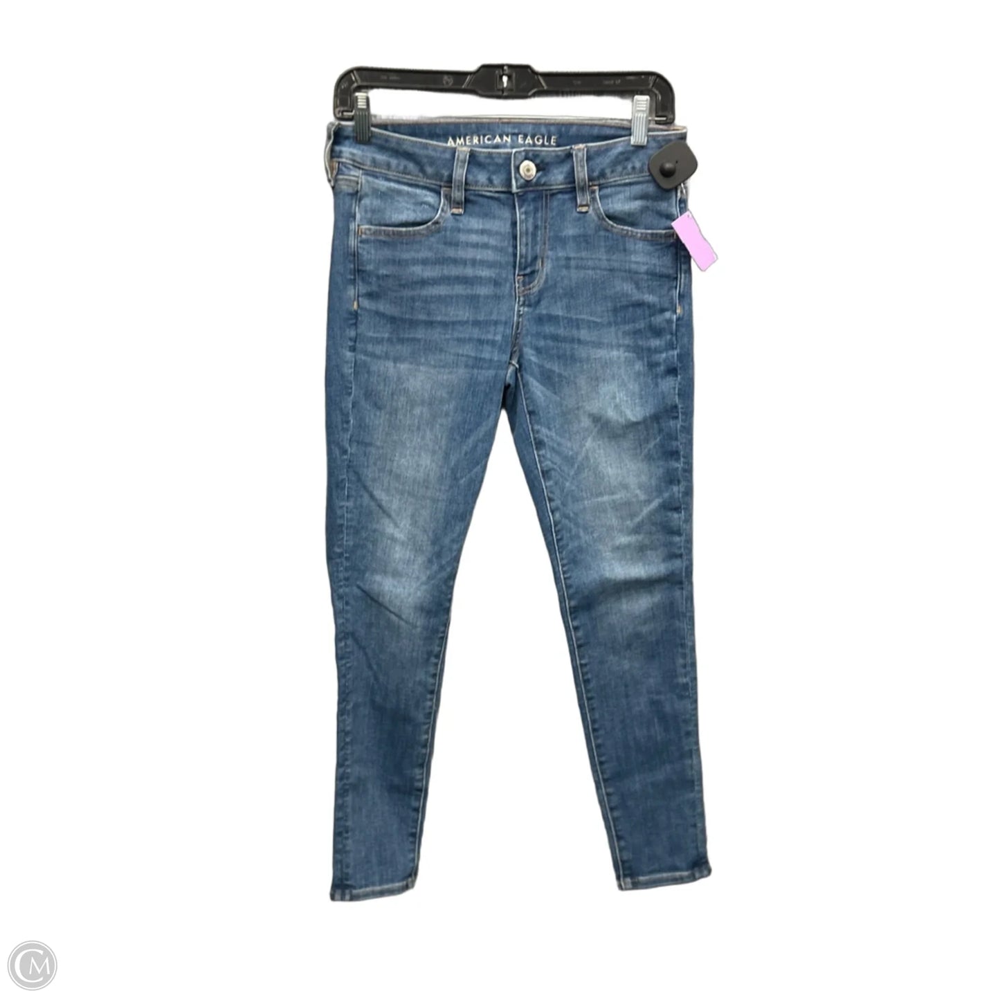 Jeans Skinny By American Eagle In Blue Denim, Size: 4