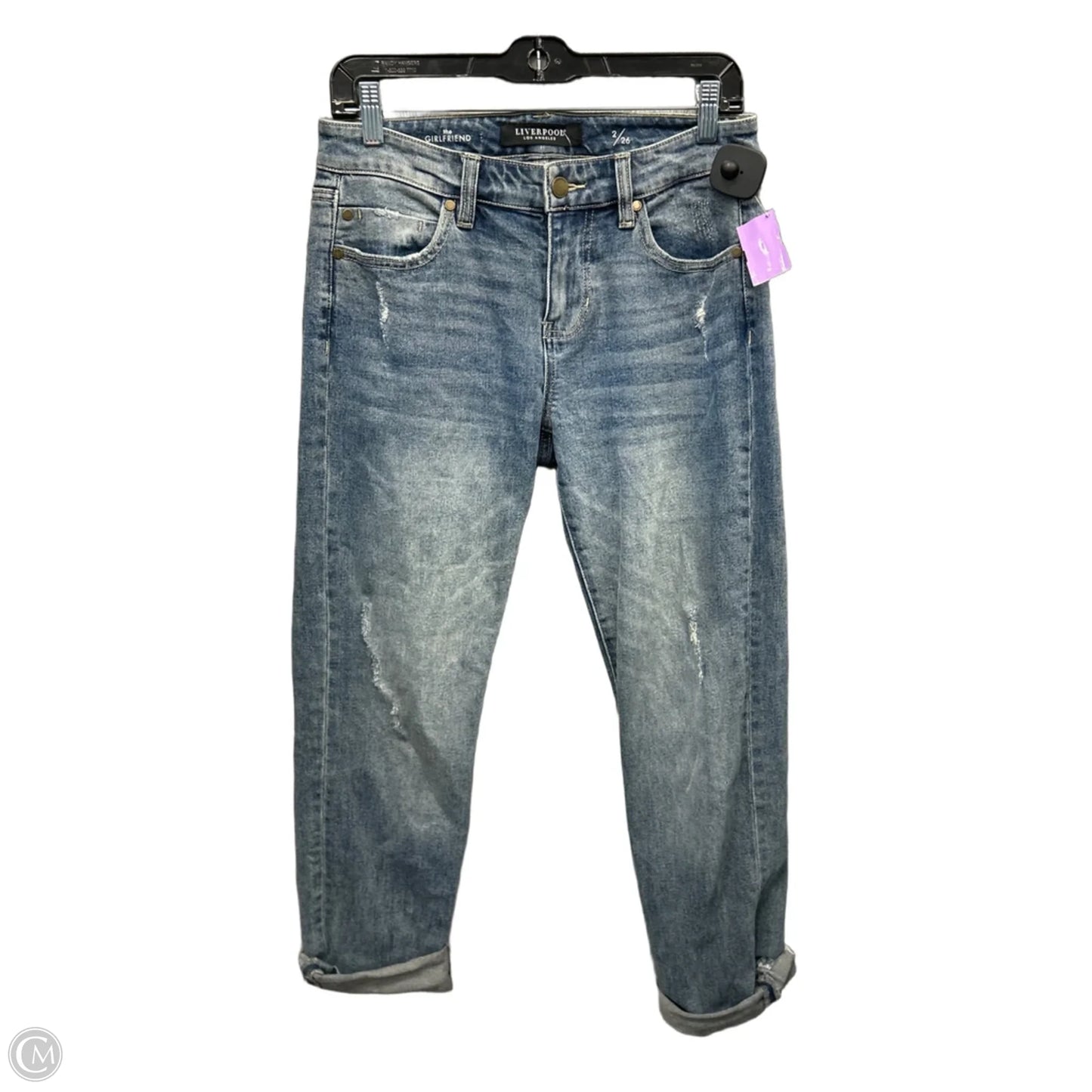 Jeans Cropped By Liverpool In Blue Denim, Size: 2