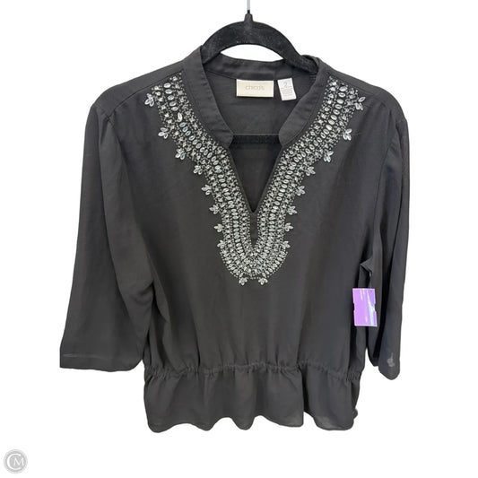 Blouse 3/4 Sleeve By Chicos In Black, Size: L