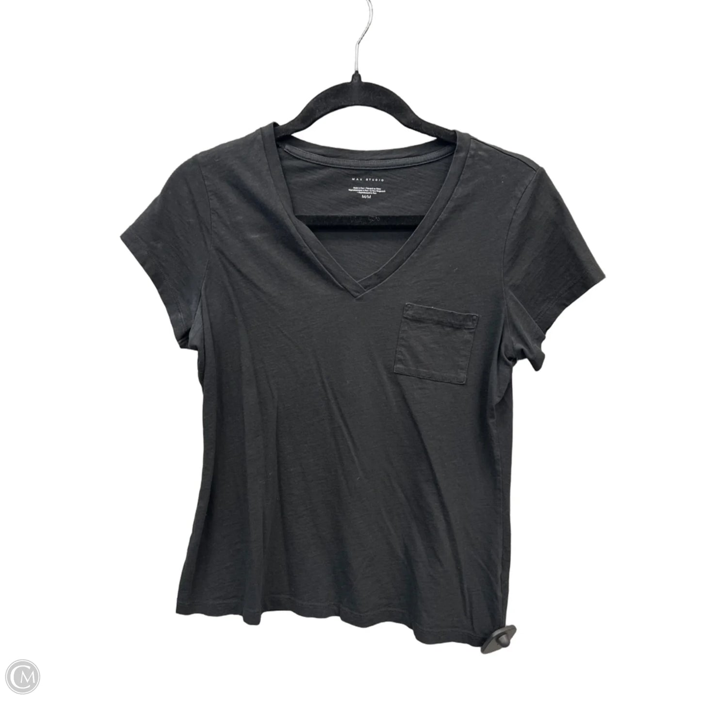 Top Short Sleeve Basic By Max Studio In Black, Size: M