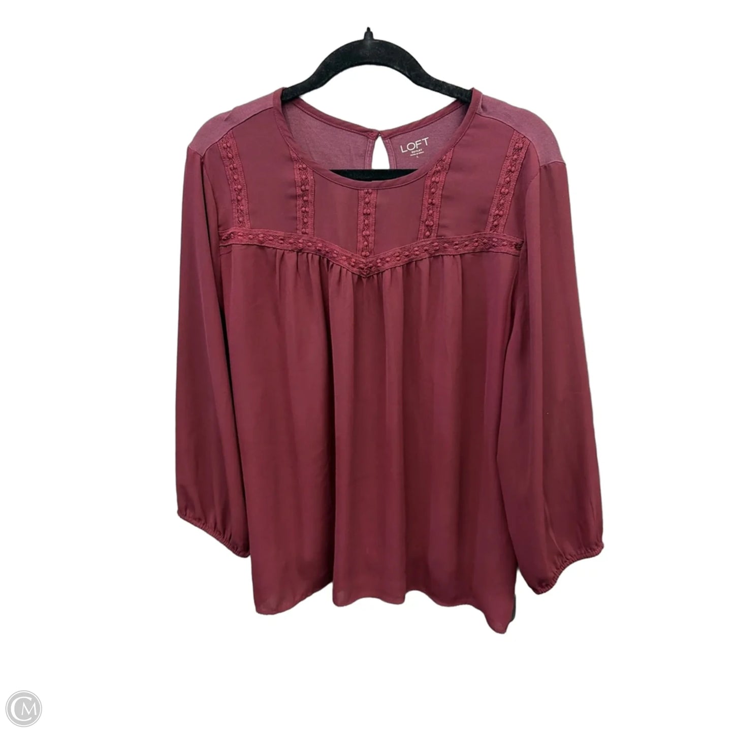 Top Long Sleeve By Loft In Maroon, Size: L