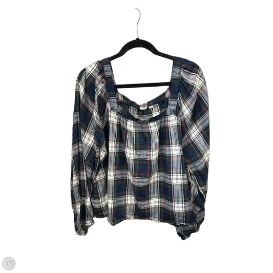 Top Long Sleeve By Gap In Plaid Pattern, Size: Xxl