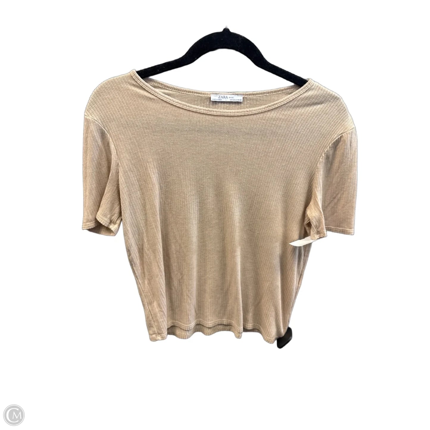 Top Short Sleeve By Zara In Tan, Size: S
