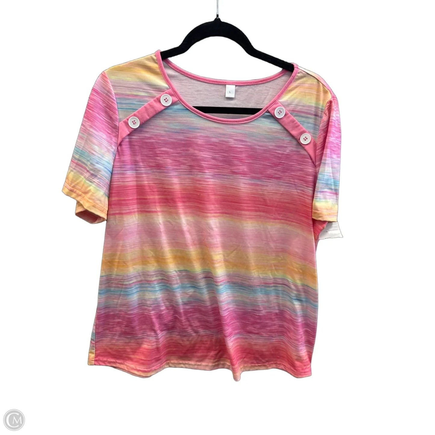 Top Short Sleeve By Cmf In Pink, Size: L
