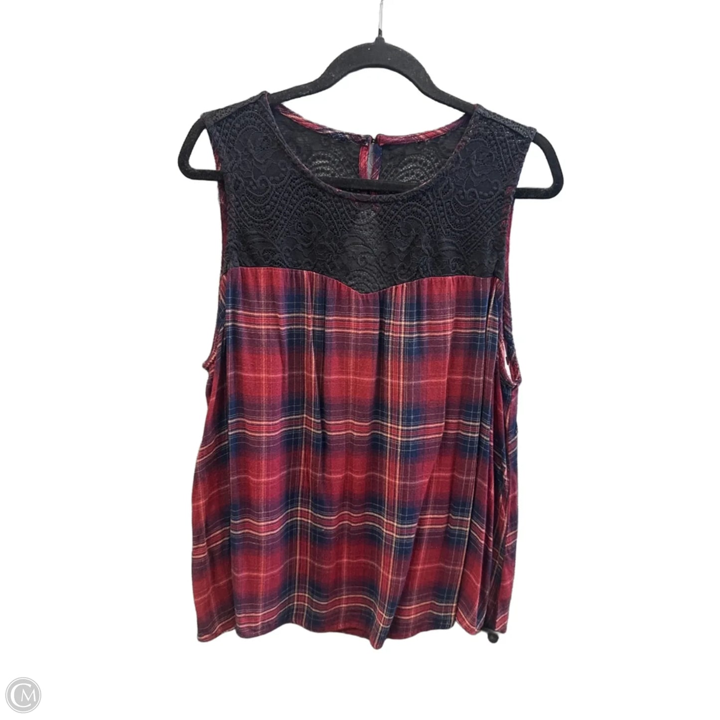 Top Sleeveless By Maurices In Plaid Pattern, Size: 2x