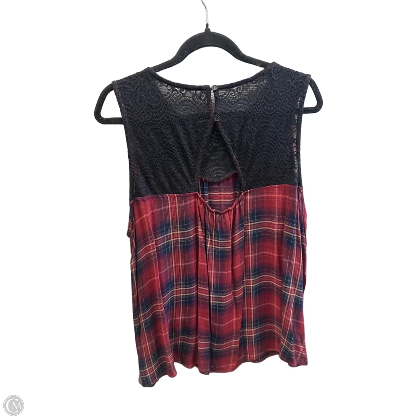 Top Sleeveless By Maurices In Plaid Pattern, Size: 2x