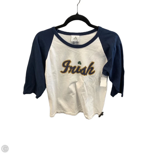 Top 3/4 Sleeve By Adidas In Blue & White, Size: L