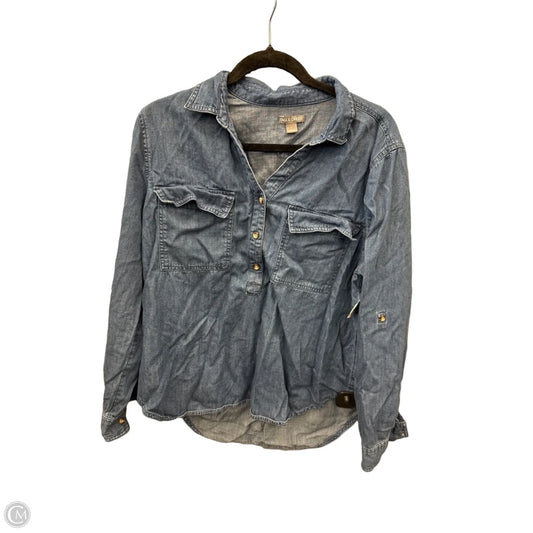 Top Long Sleeve By Falls Creek In Blue Denim, Size: L