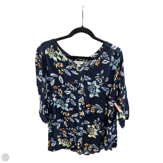 Top 3/4 Sleeve By Croft And Barrow In Navy, Size: 1x