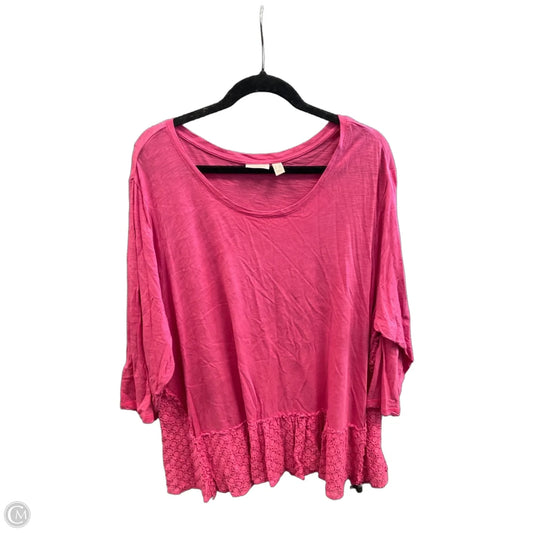 Top 3/4 Sleeve By Logo In Pink, Size: 2x