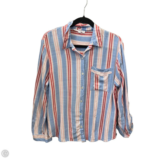 Top Long Sleeve By Jane And Delancey In Blue & Red, Size: L