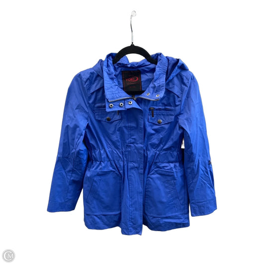 Coat Raincoat By Yoki In Blue, Size: L