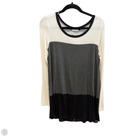 Tunic Long Sleeve By Mon Ami In Cream & Grey, Size: M