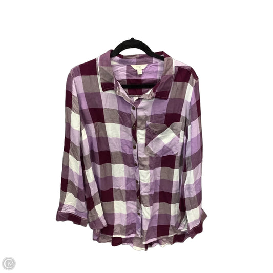Top Long Sleeve By Terra & Sky In Purple, Size: 1x