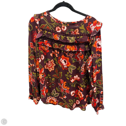 Top Long Sleeve By Loft In Maroon, Size: M
