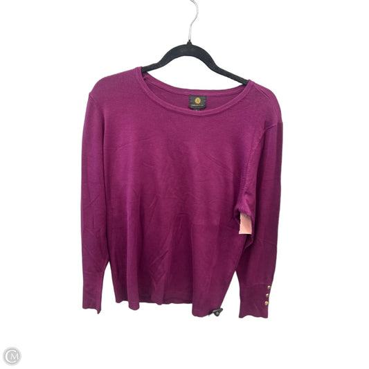 Top Long Sleeve By Jm Collections In Maroon, Size: L