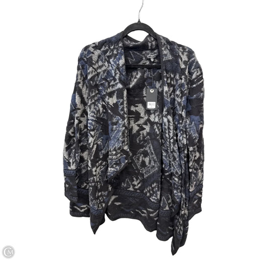 Sweater Cardigan By Lucky Brand In Blue & Grey, Size: S
